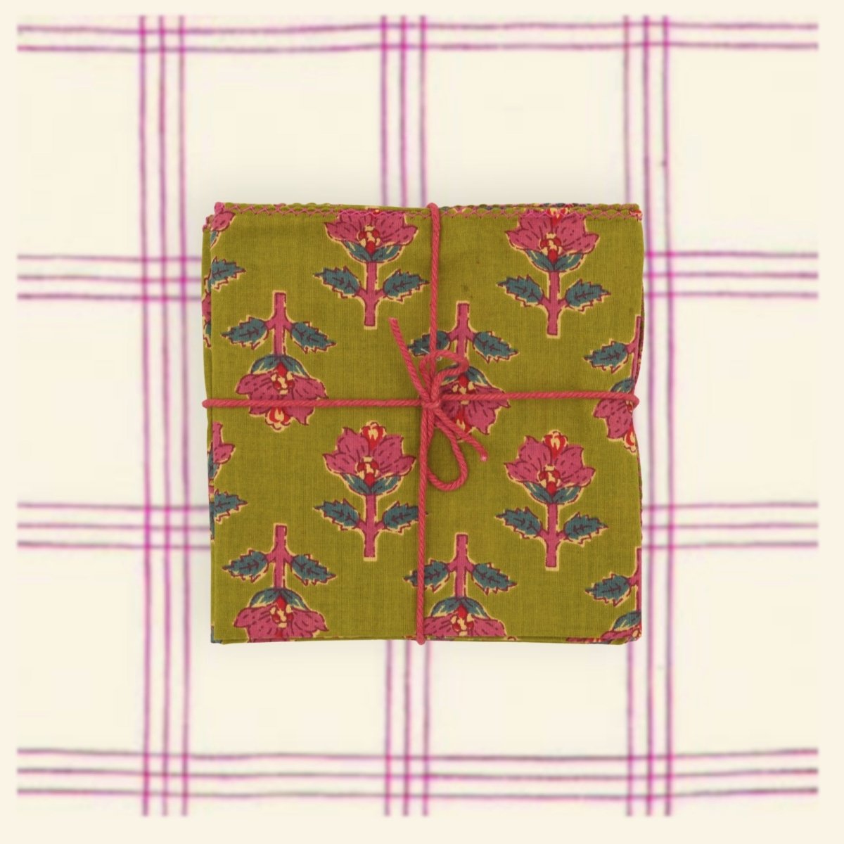 Serviettes de table x4 Jonquille Olive - Suzette