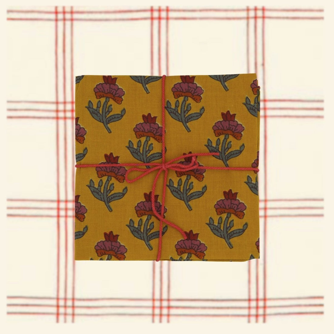 Serviettes de table x4 Oxalis Moutarde - Suzette