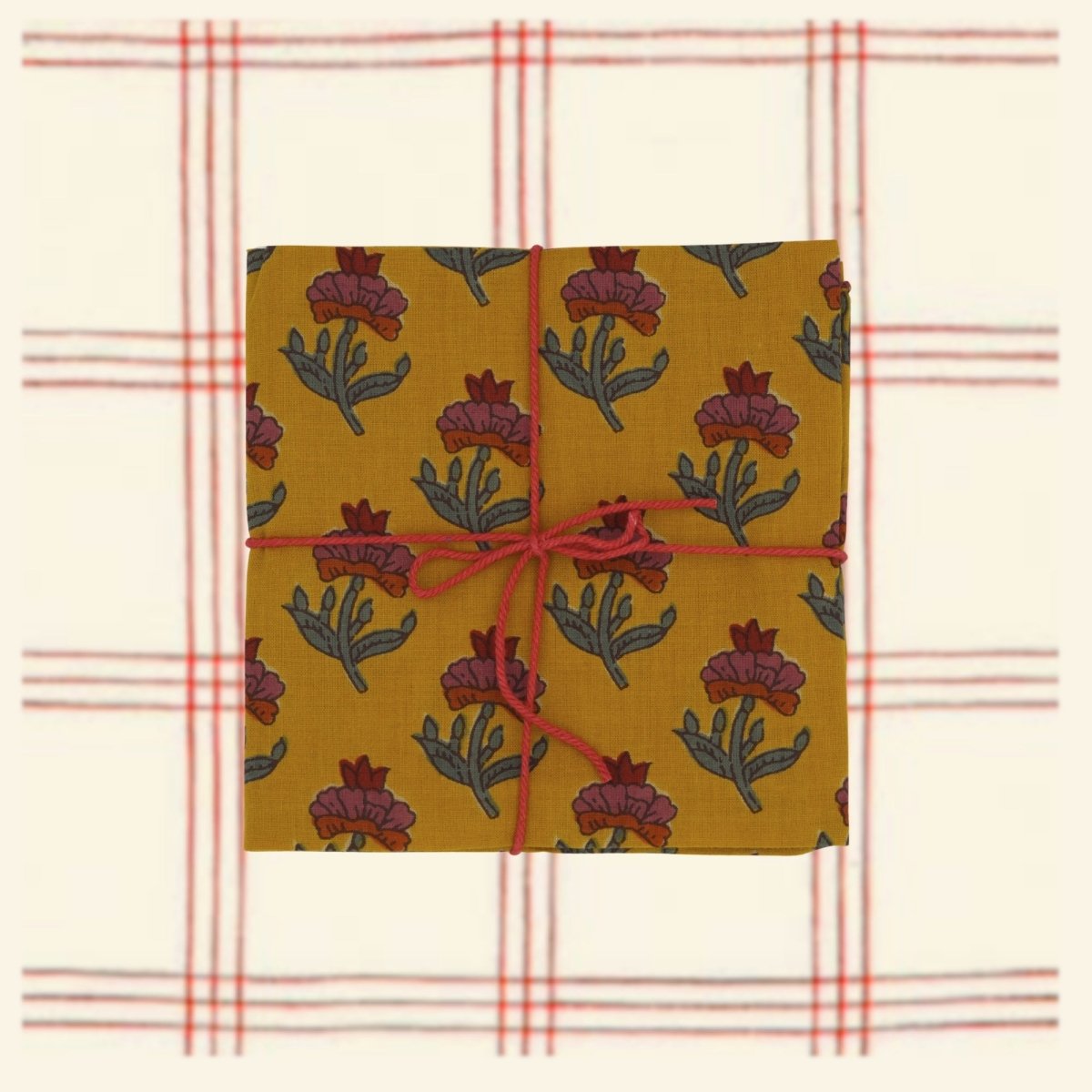 Serviettes de table x4 Oxalis Moutarde - Suzette