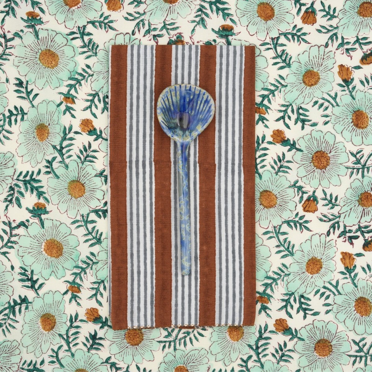 Serviettes de table x4 Alice Tobacco - Suzette