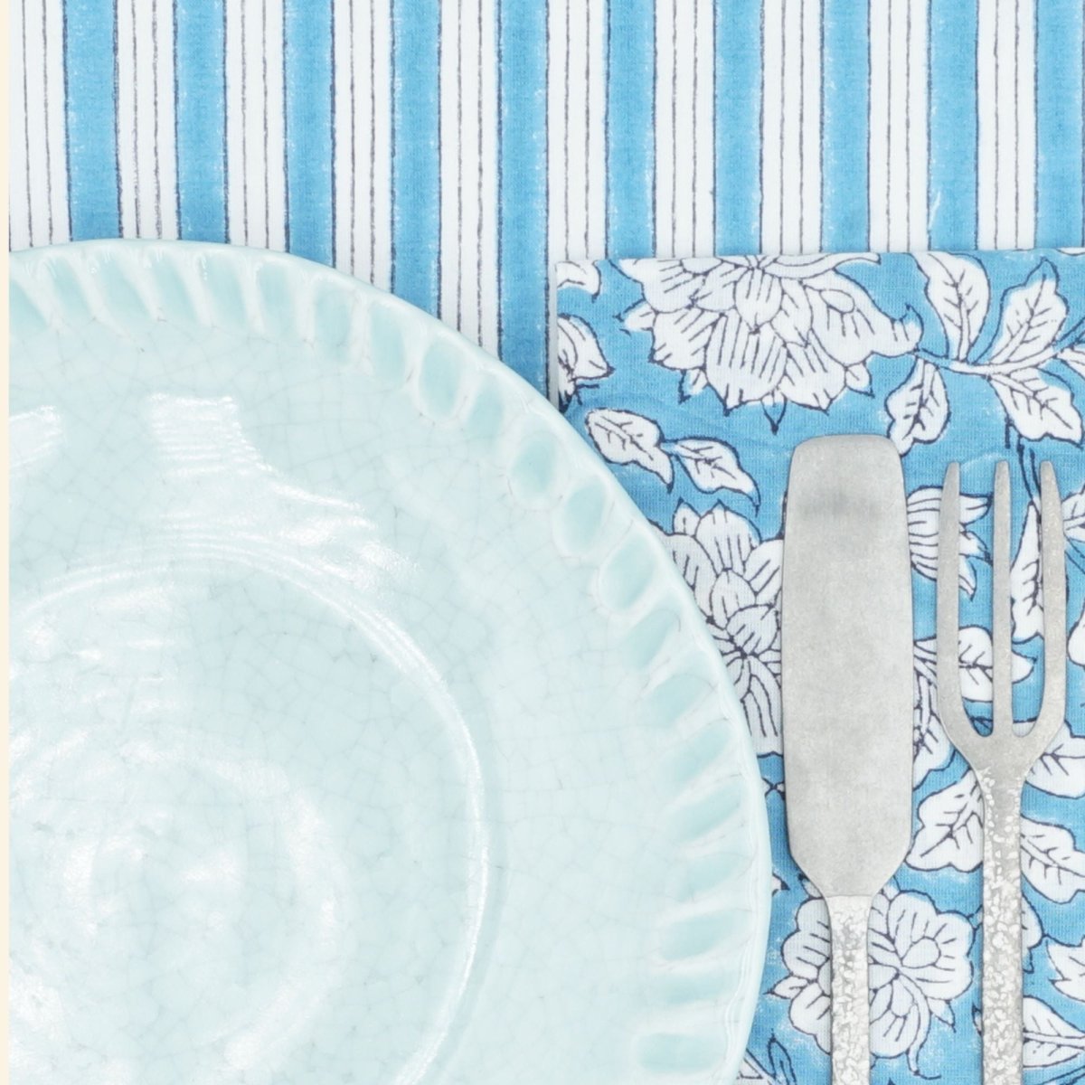 Serviettes de table x4 Iris Bleu Azur - Suzette à table