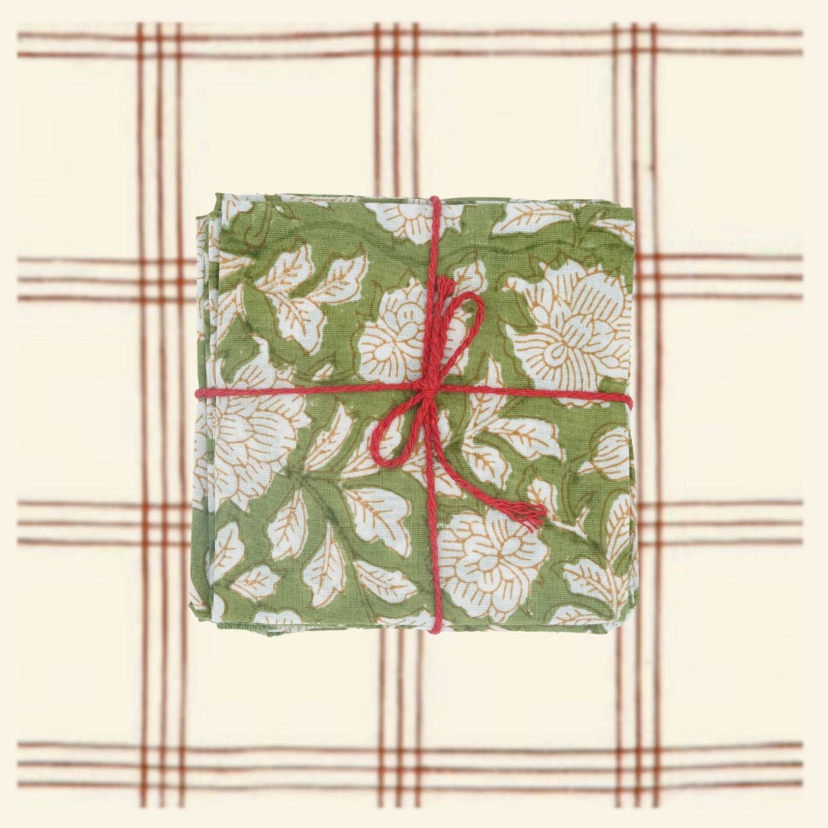 Serviettes de table x4 Iris Olive - Suzette à table