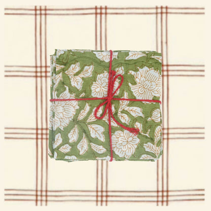 Serviettes de table x4 Iris Olive - Suzette à table