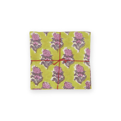 Serviettes de table x4 Jonquille Lime - Suzette