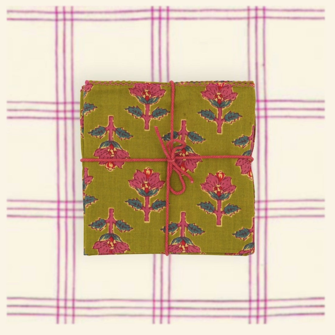 Serviettes de table x4 Jonquille Olive - Suzette