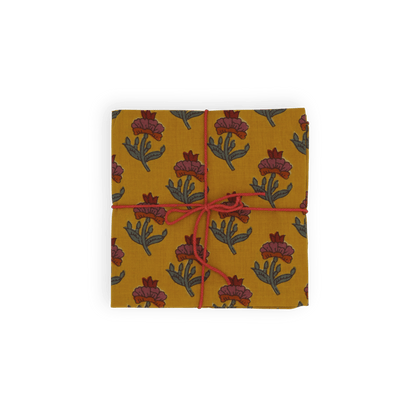 Serviettes de table x4 Oxalis Moutarde - Suzette