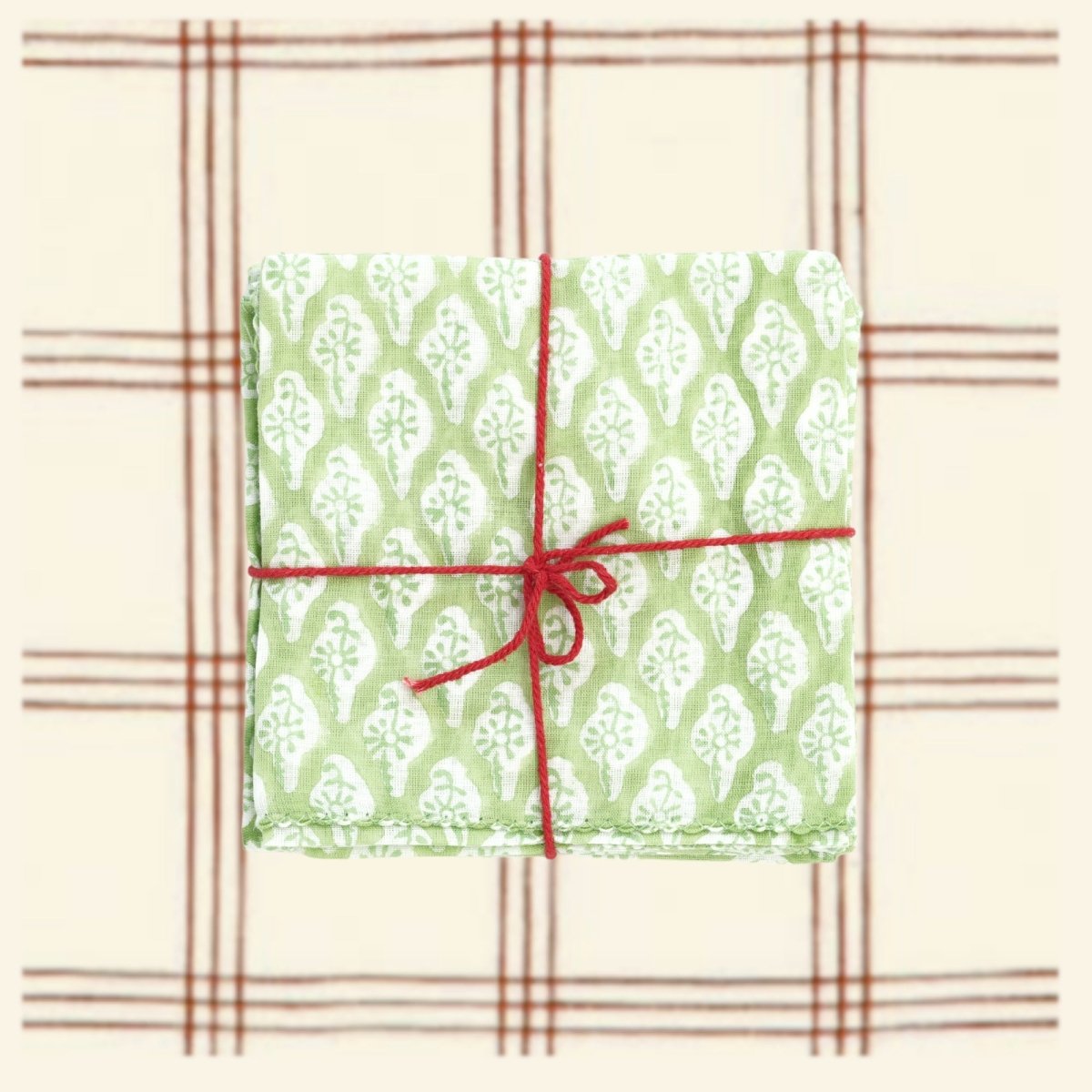 Serviettes de table x4 Primevere Jade - Suzette