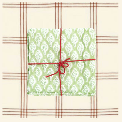 Serviettes de table x4 Primevere Jade - Suzette