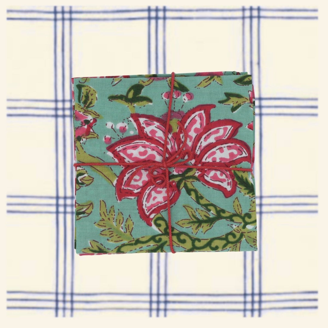 Serviettes de table x4 Zinnia Turquoise - Suzette