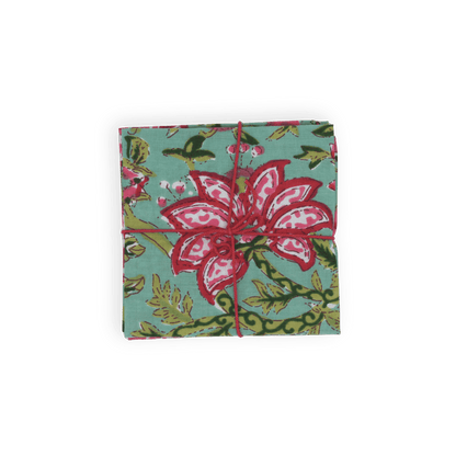 Serviettes de table x4 Zinnia Turquoise - Suzette